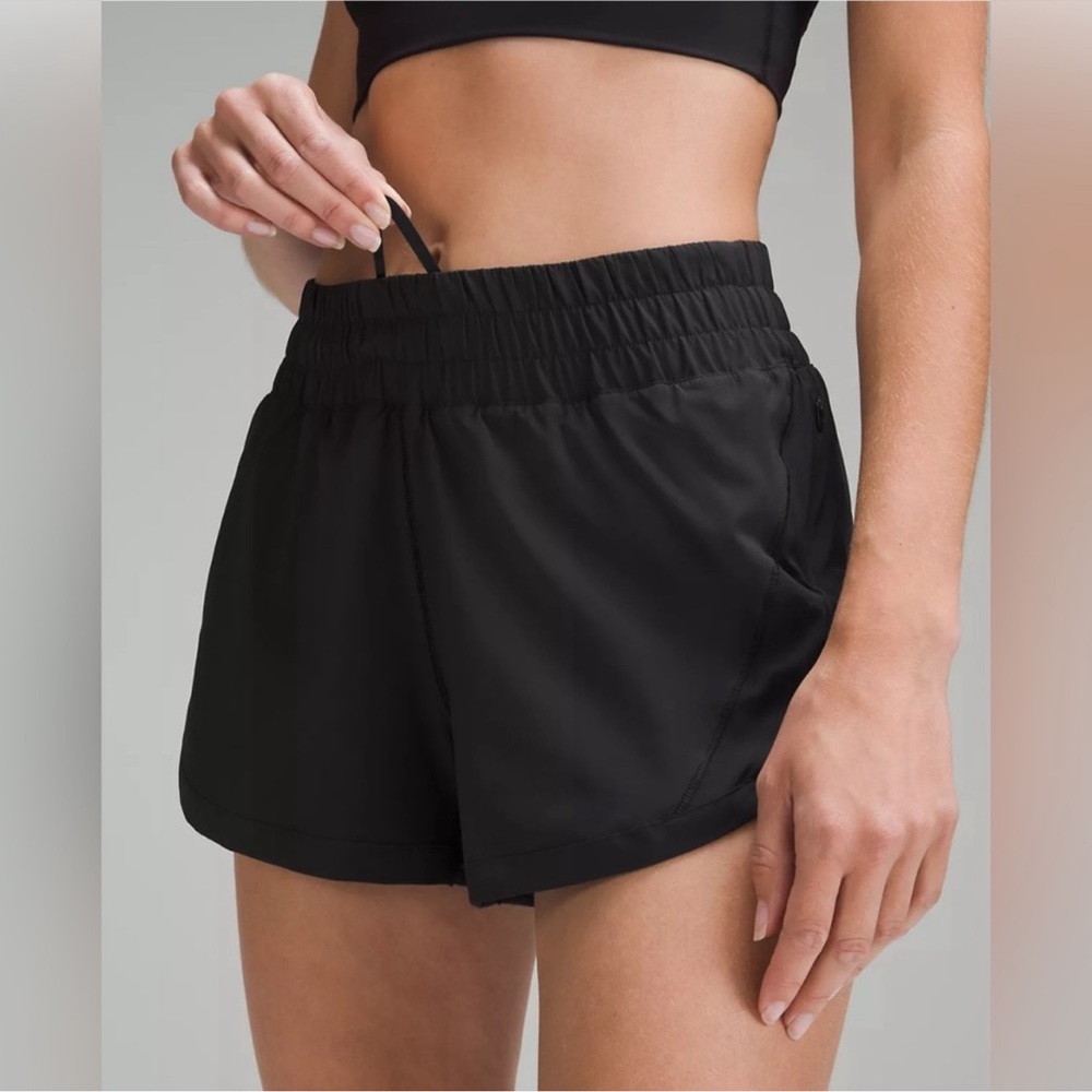 Lululemon Black Track That High-Rise Lined Shorts Sz 10